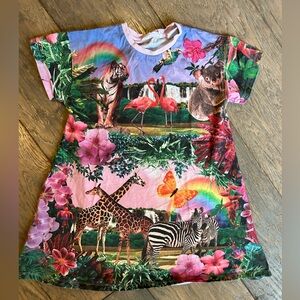 Desigual Girls Dress 100% cotton tropical safari size EU 7-8y